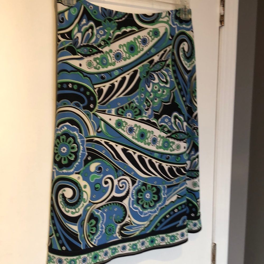 New York & Company Blue, Green and Black Paisley Mini Skirt